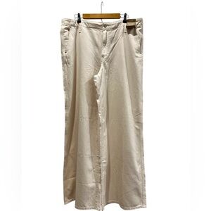 NWT Madewell Wide Sweep Trousers Minimalist Wide Leg Cream Denim Jeans 33 FLAW